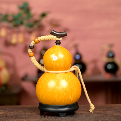Approx. 250ml Urushi-Lined Gourd Bottle Dyed with Traditional Chinese Herbal Decoction