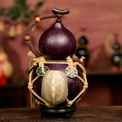 Tortoise Shell Net /Urushi-Lined Gourd Bottle Dyed with Traditional Chinese Herbal Decoction