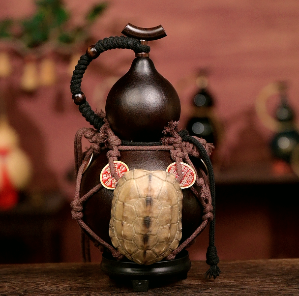 Tortoise Shell Net /Urushi-Lined Gourd Bottle Dyed with Traditional Chinese Herbal Decoction