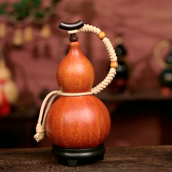 Mix Approx. 250ml Urushi-Lined Gourd Bottle Dyed with Traditional Chinese Herbal Decoction