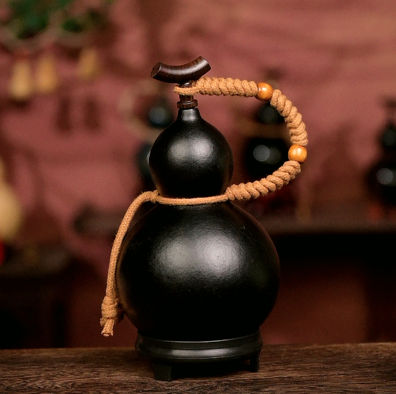 Mix Approx. 250ml Urushi-Lined Gourd Bottle Dyed with Traditional Chinese Herbal Decoction