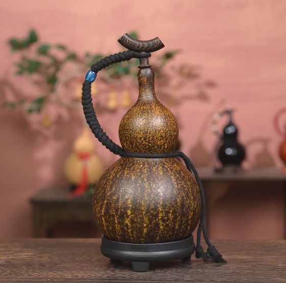 Mix Approx. 250ml Urushi-Lined Gourd Bottle Dyed with Traditional Chinese Herbal Decoction